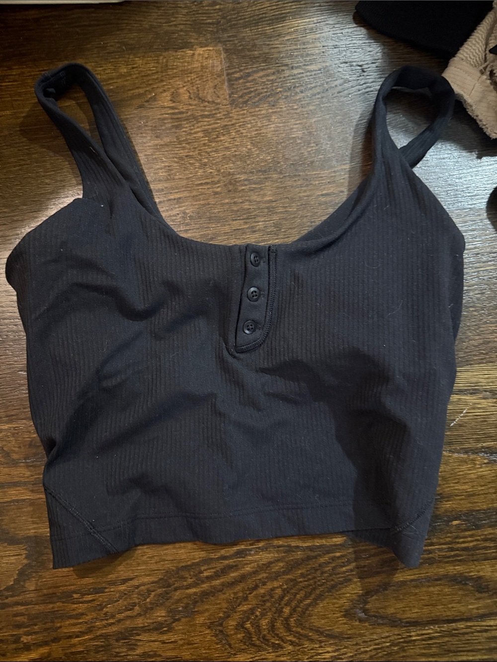 Lululemon Henley Black Ribbed Button-Front Cropped Tank